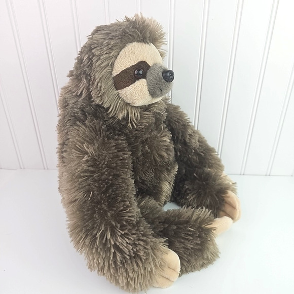 The Bearington Collection Sloth Plush 12 inch Stuffed Animal Brown Sweet Face - Picture 7 of 14